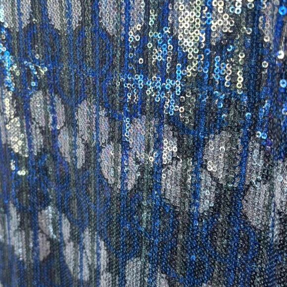 Zunie y2k blue and silver sleeveless party blouse-size women's 5 - Picture 3 of 5